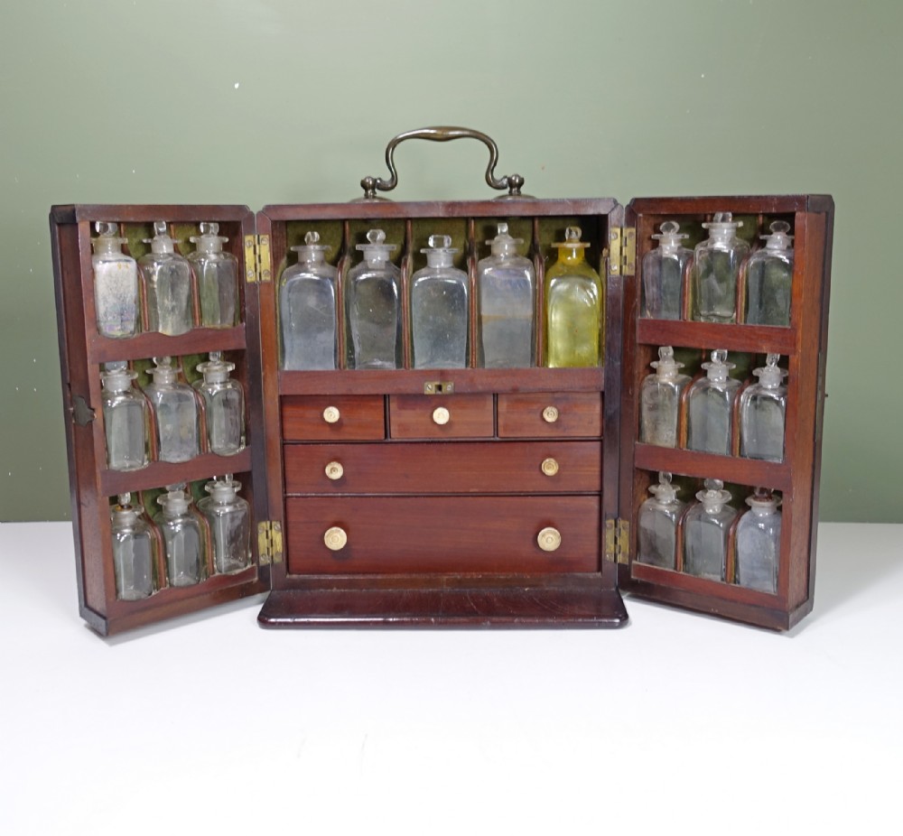 COMPLETE 18TH C MAHOGANY APOTHECARY CHEST