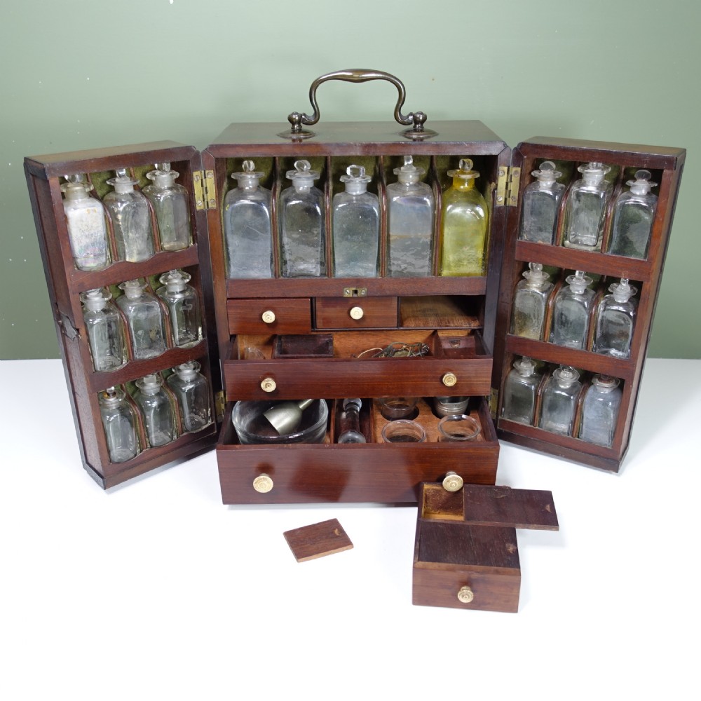 COMPLETE 18TH C MAHOGANY APOTHECARY CHEST View III