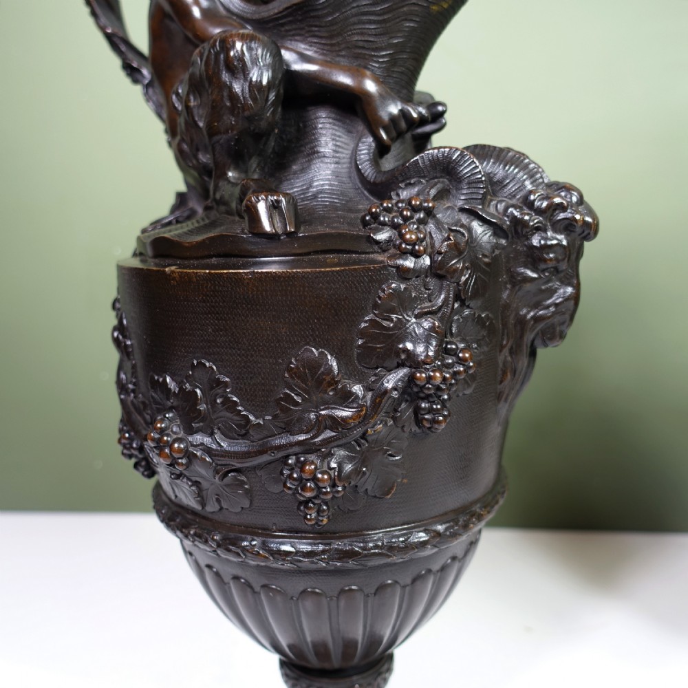 LARGE PAIR OF 19TH C BRONZE EWERS View IV