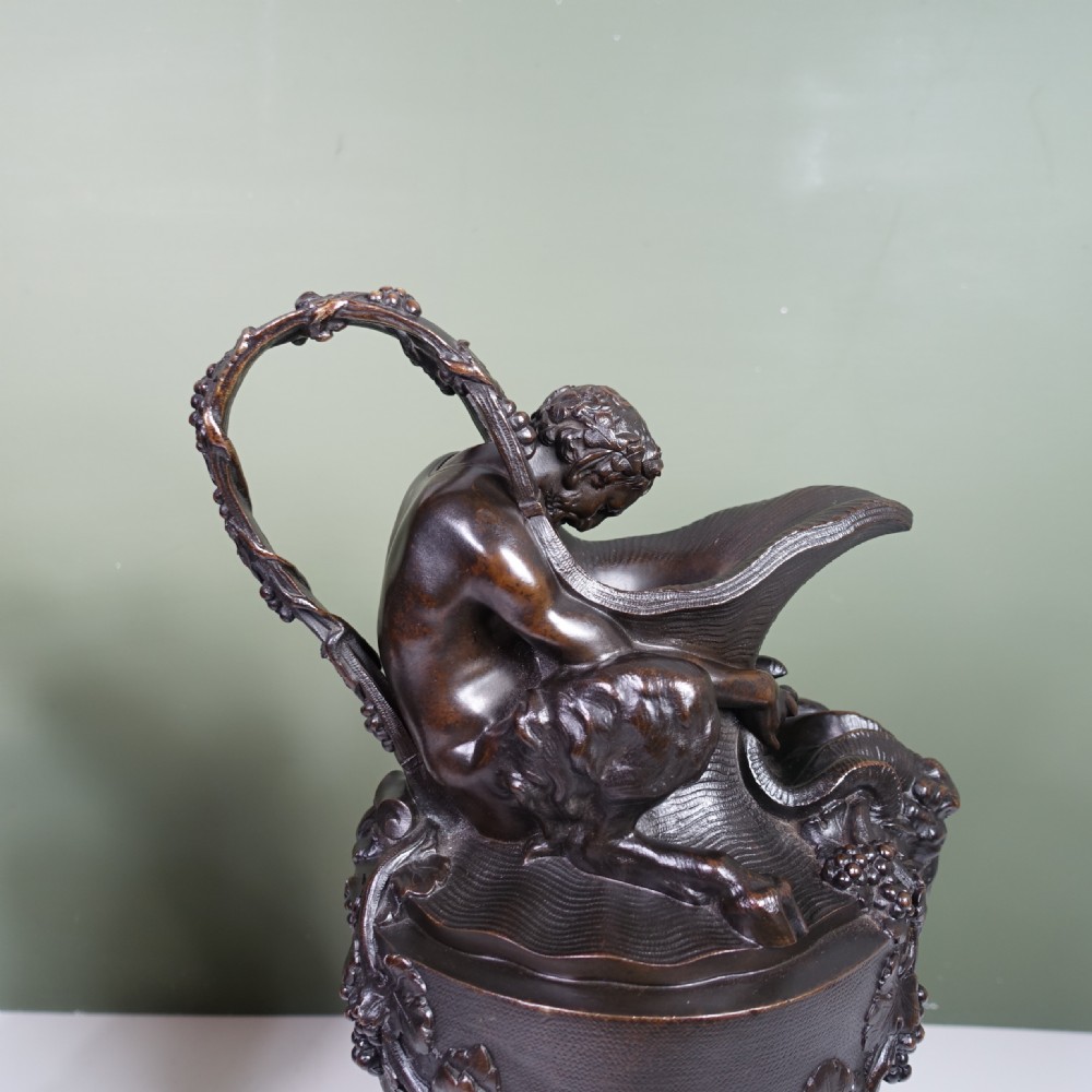 LARGE PAIR OF 19TH C BRONZE EWERS View VI