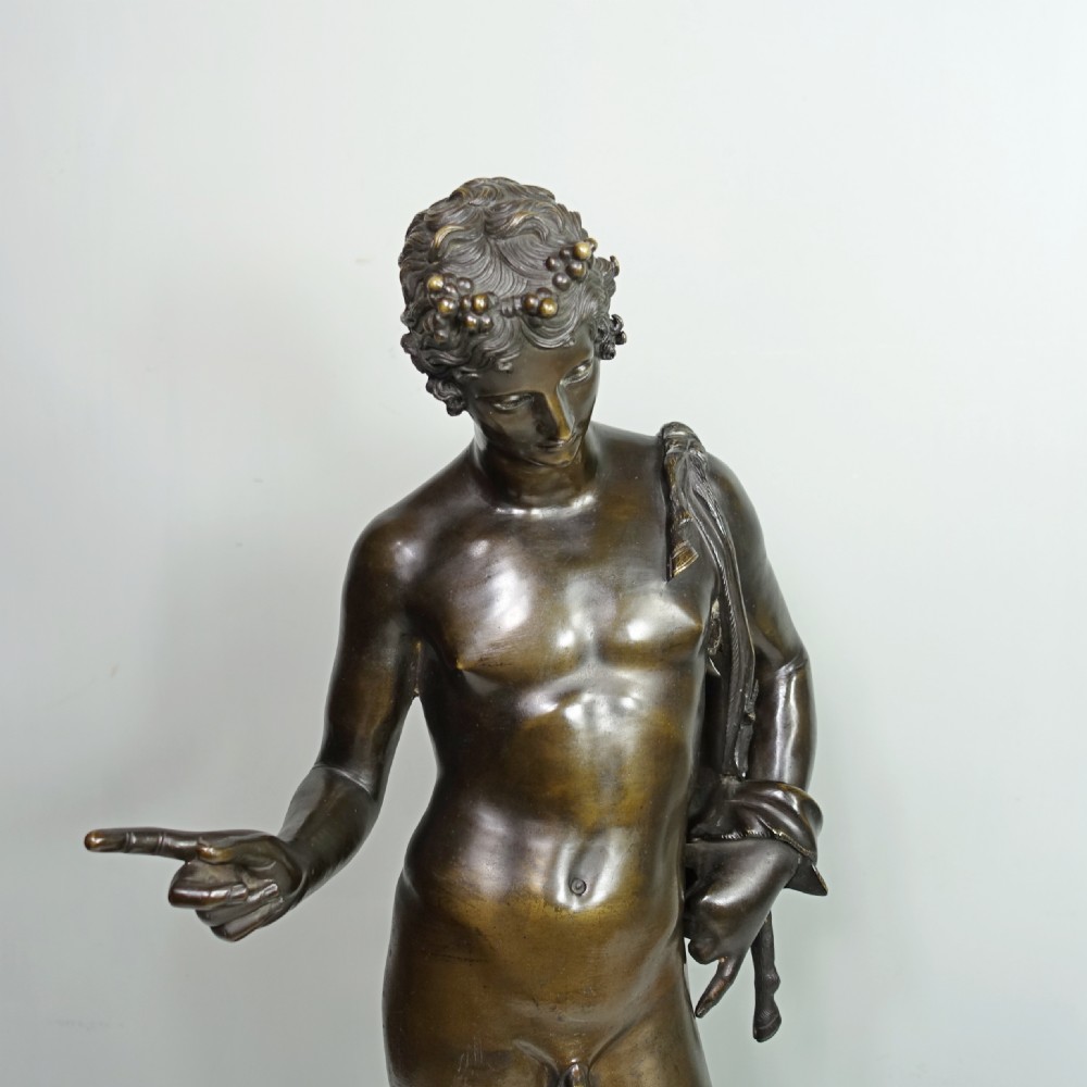 LARGE 19TH C BRONZE FIGURE OF NARCISSUS View II