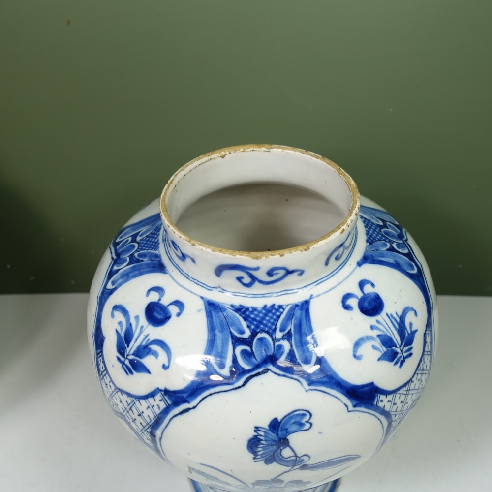PAIR OF 18TH C DELFT VASES & COVERS View VI