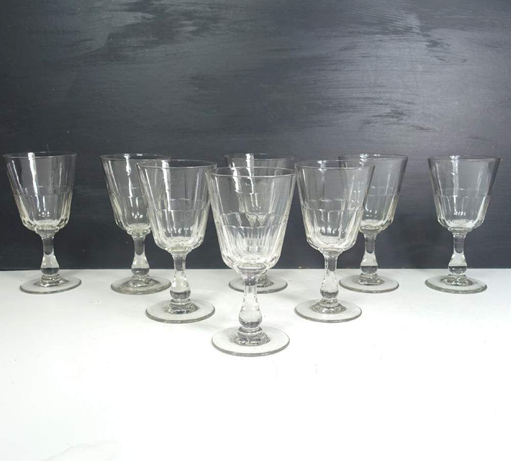 SET OF EIGHT 19TH C WINE GLASSES