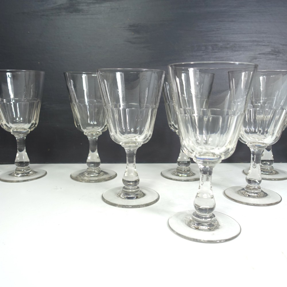 SET OF EIGHT 19TH C WINE GLASSES View III