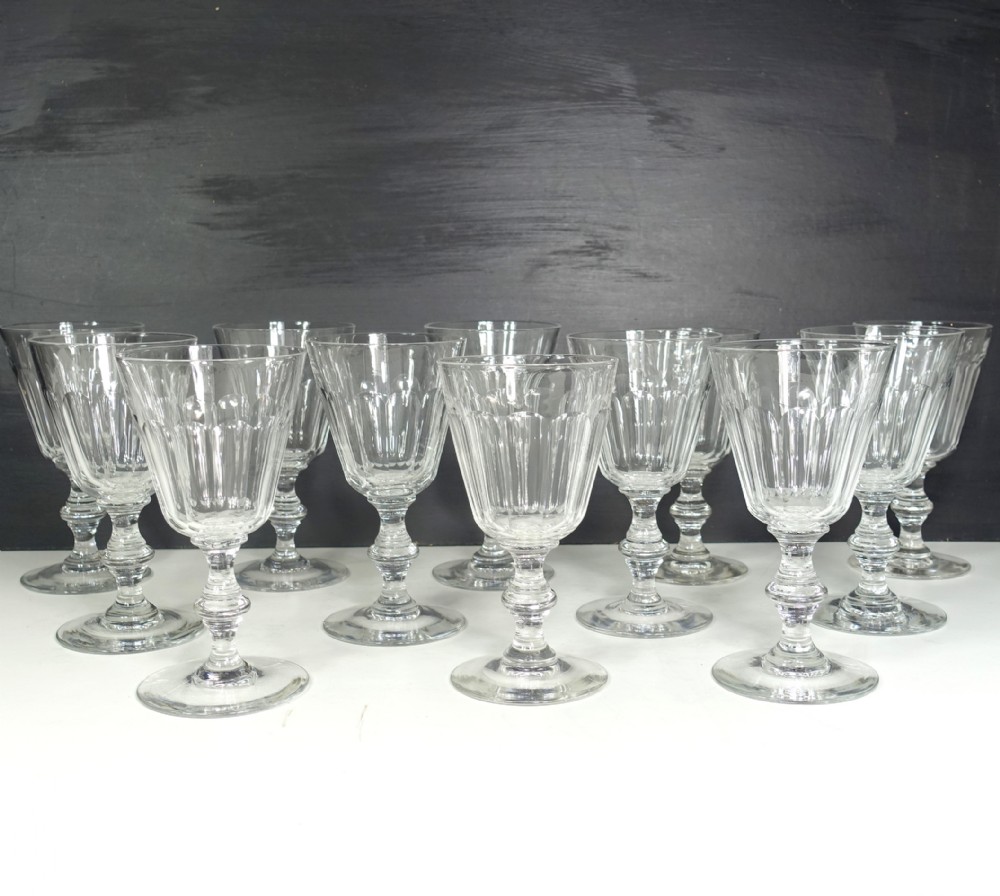 SET OF TWELVE 19TH C WINE GLASSES