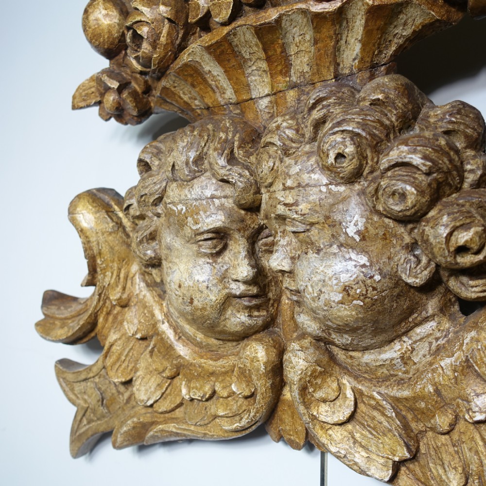EARLY 18TH C CARVED OAK PANEL OF CHERUBS View III