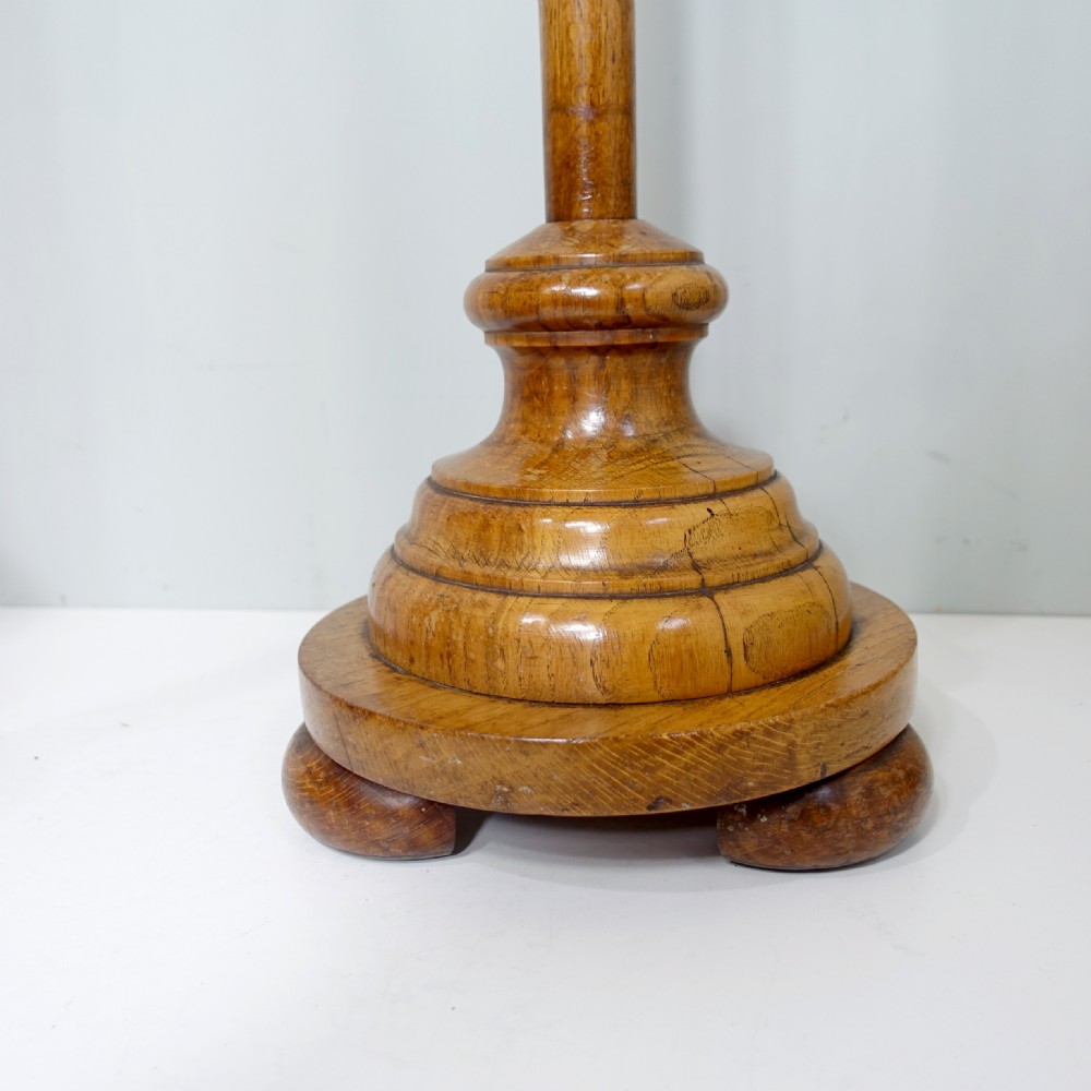 TALL PAIR OF 19TH C OAK CANDLESTICKS View II