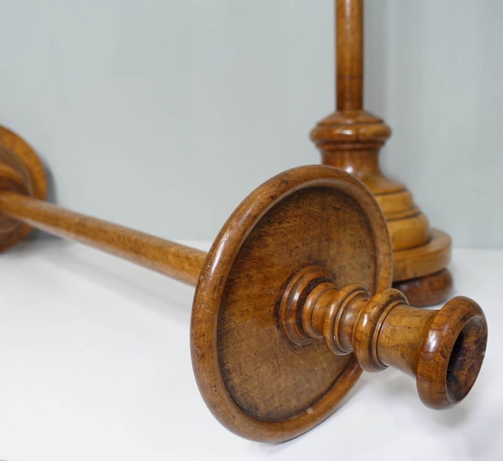 TALL PAIR OF 19TH C OAK CANDLESTICKS View III