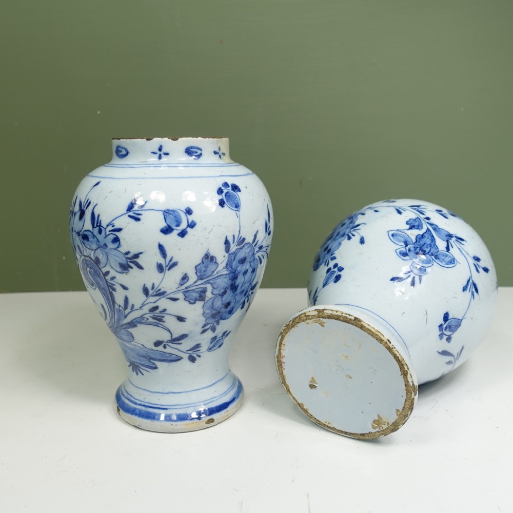 PAIR OF 18TH C DELFT VASES View V