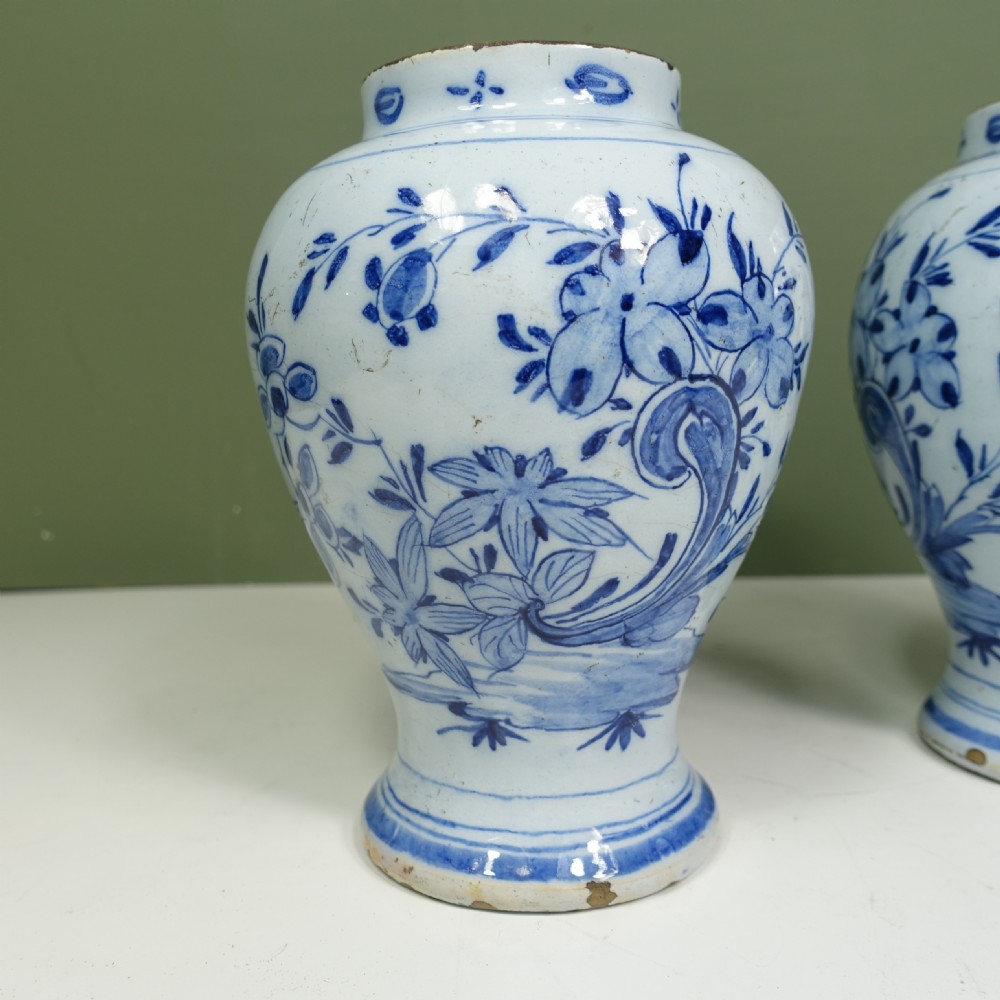 PAIR OF 18TH C DELFT VASES View VI