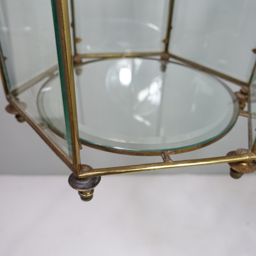 19TH C BRASS & GLASS LANTERN View VI
