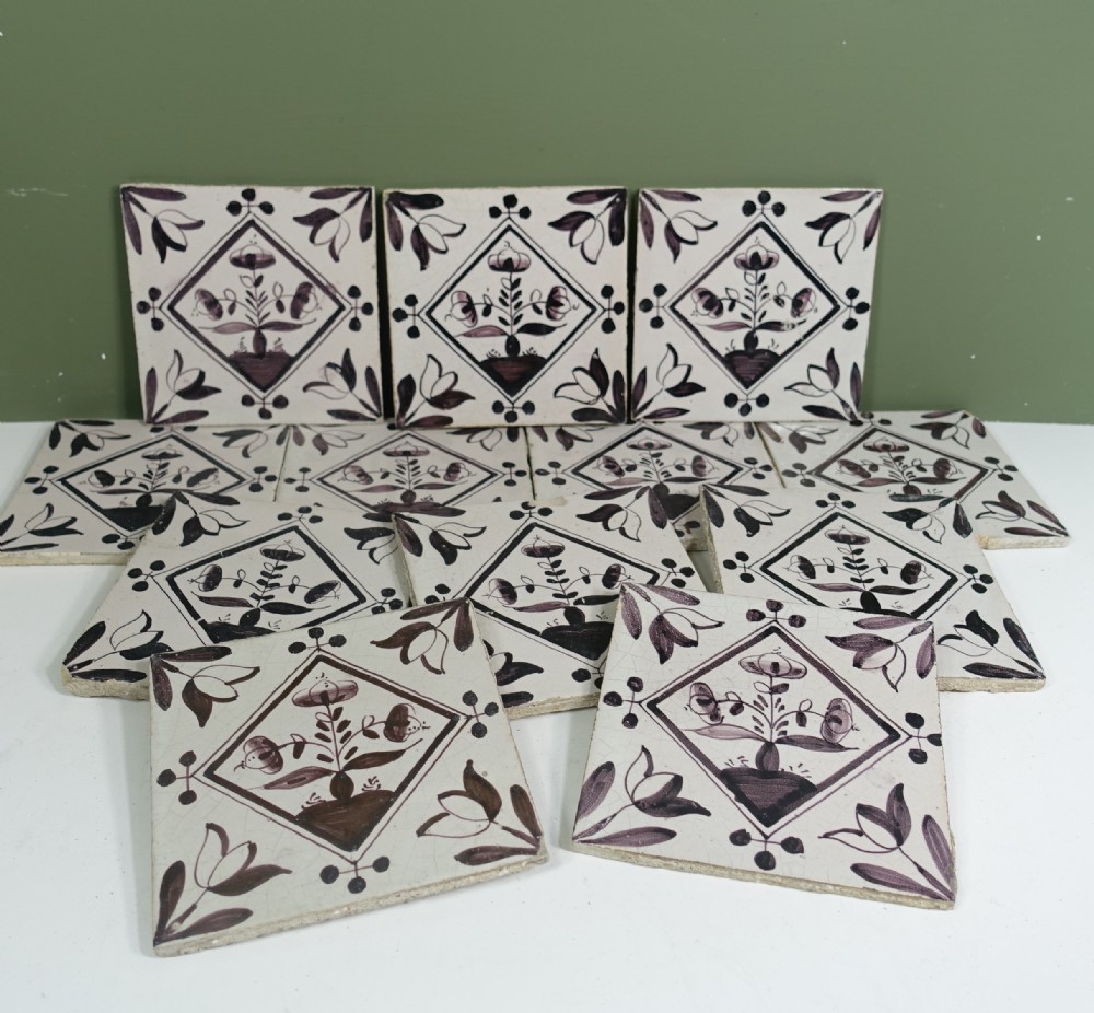SET OF TWELVE 18TH C DELFT TILES