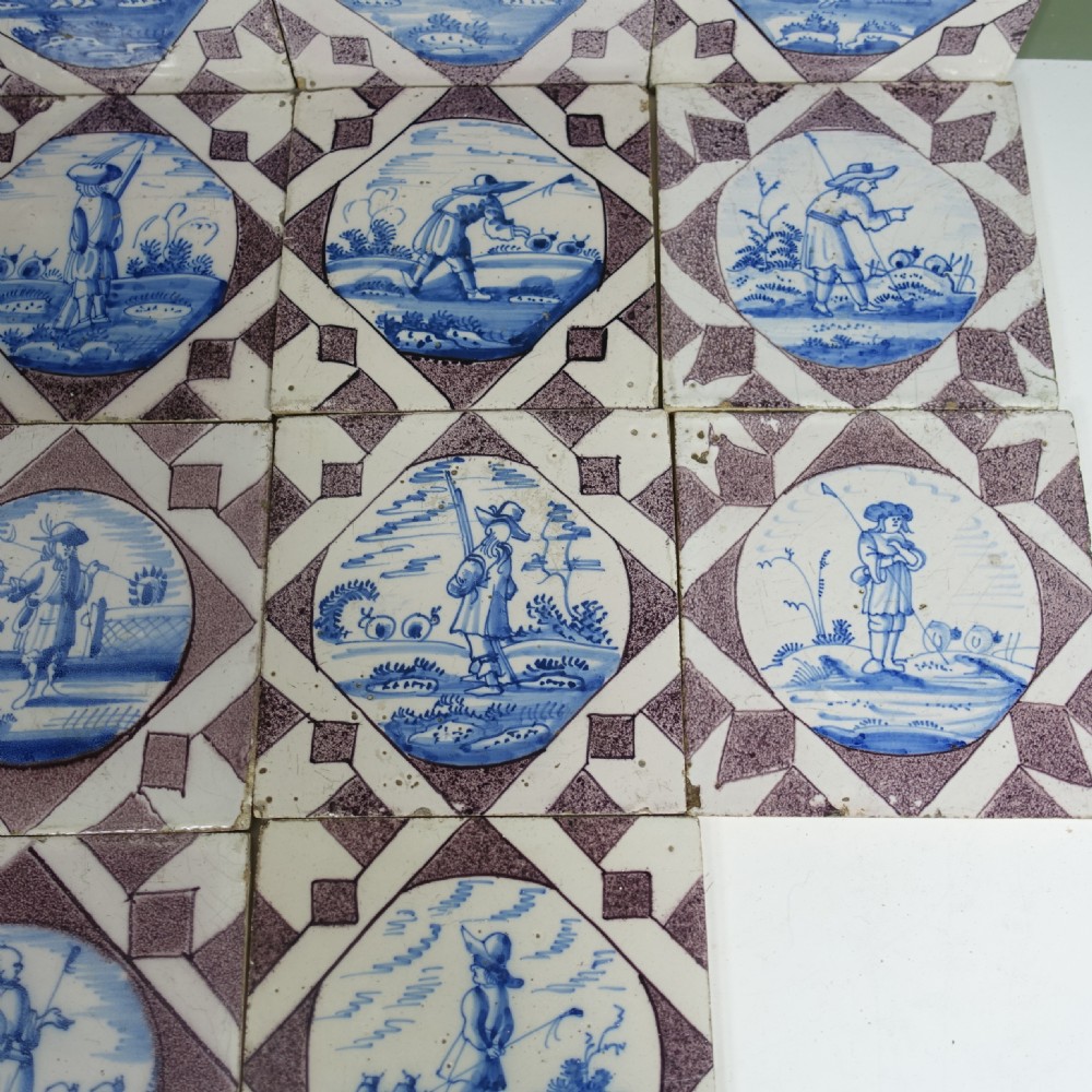 SET OF FOURTEEN EARLY 18TH C DELFT TILES View III