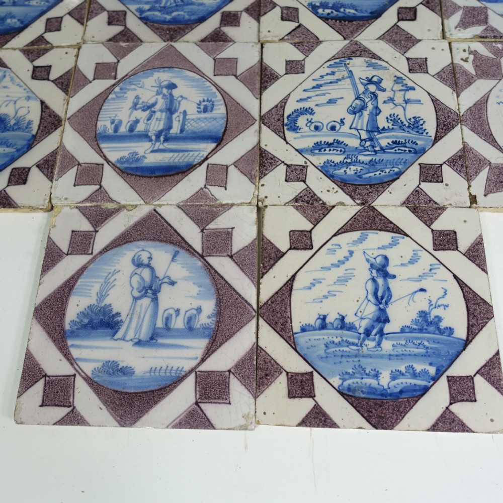 SET OF FOURTEEN EARLY 18TH C DELFT TILES View VI