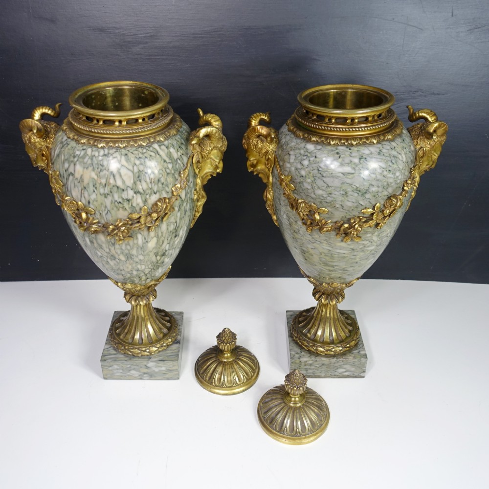 LARGE PAIR OF 19TH C CAPITOLINE MARBLE VASES View VI