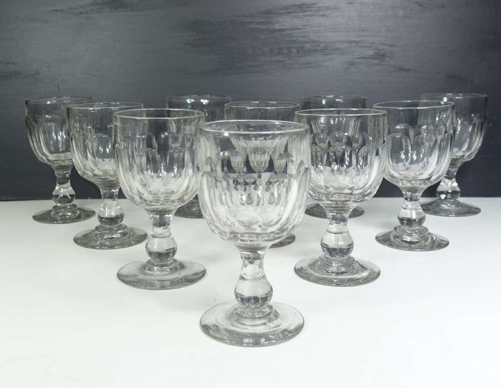 SET OF TEN 19TH C WINE GLASSES