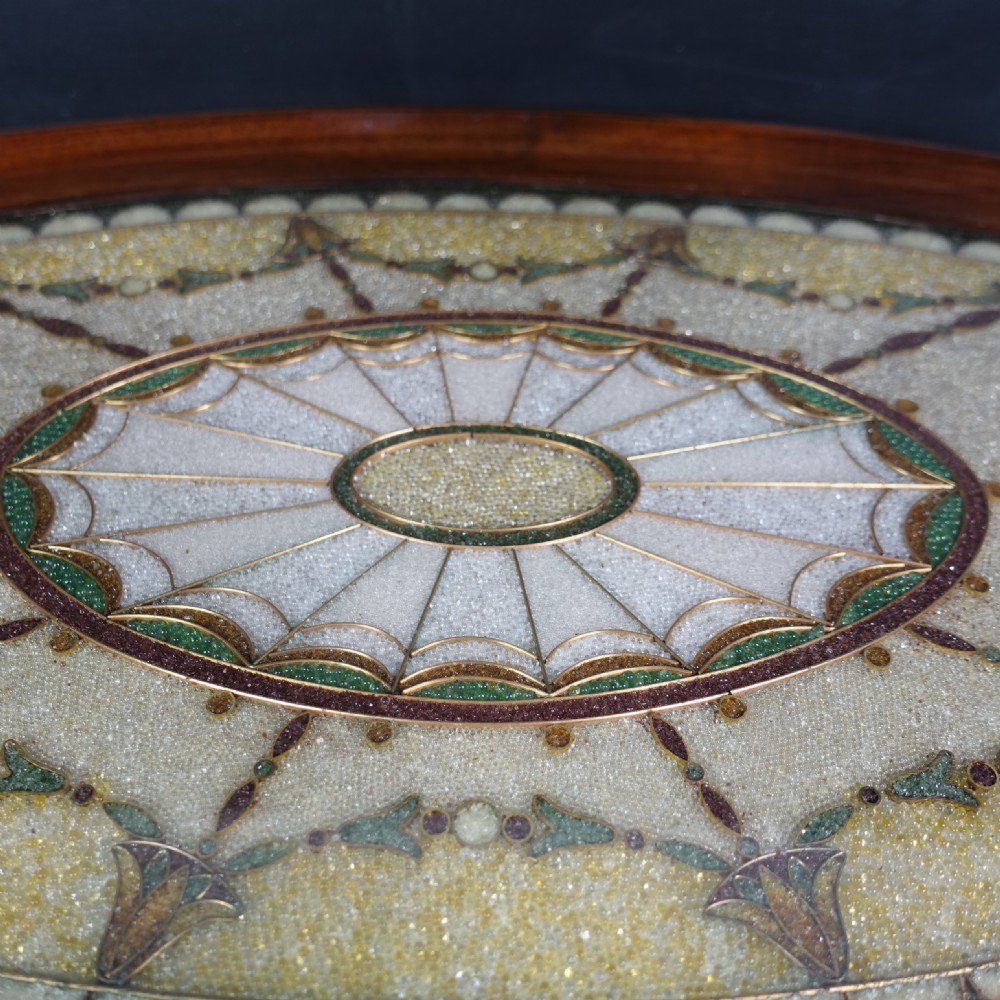 EARLY 19TH C CRUSHED GLASS DECORATED TRAY View IV