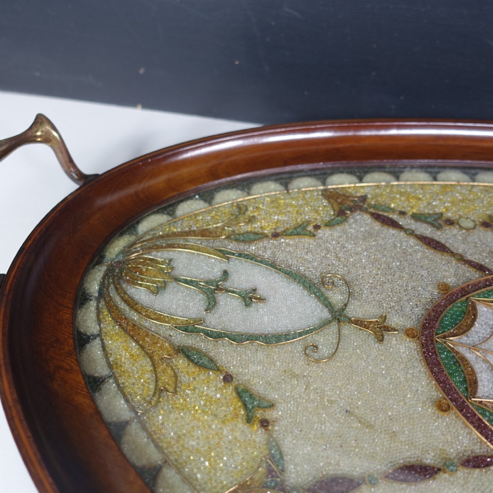 EARLY 19TH C CRUSHED GLASS DECORATED TRAY View VII