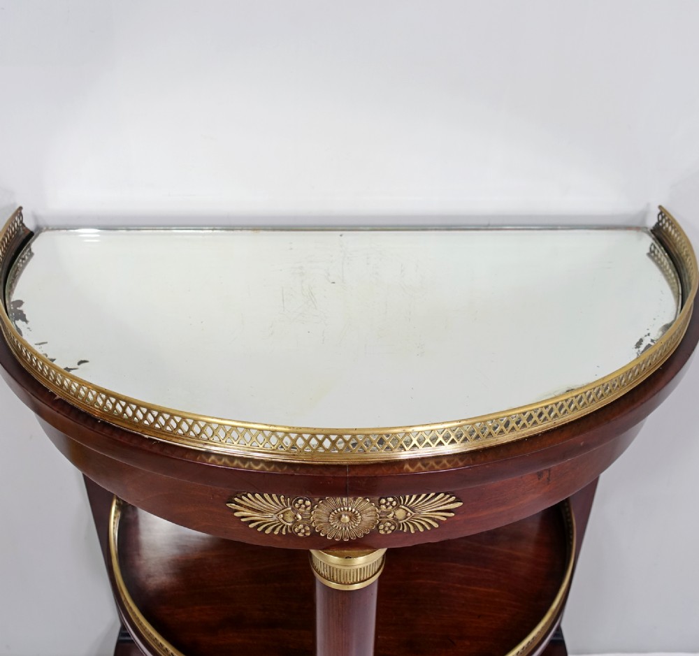 19TH C MAHOGANY CONSOLE TABLE WITH MIRRORED TOP View V