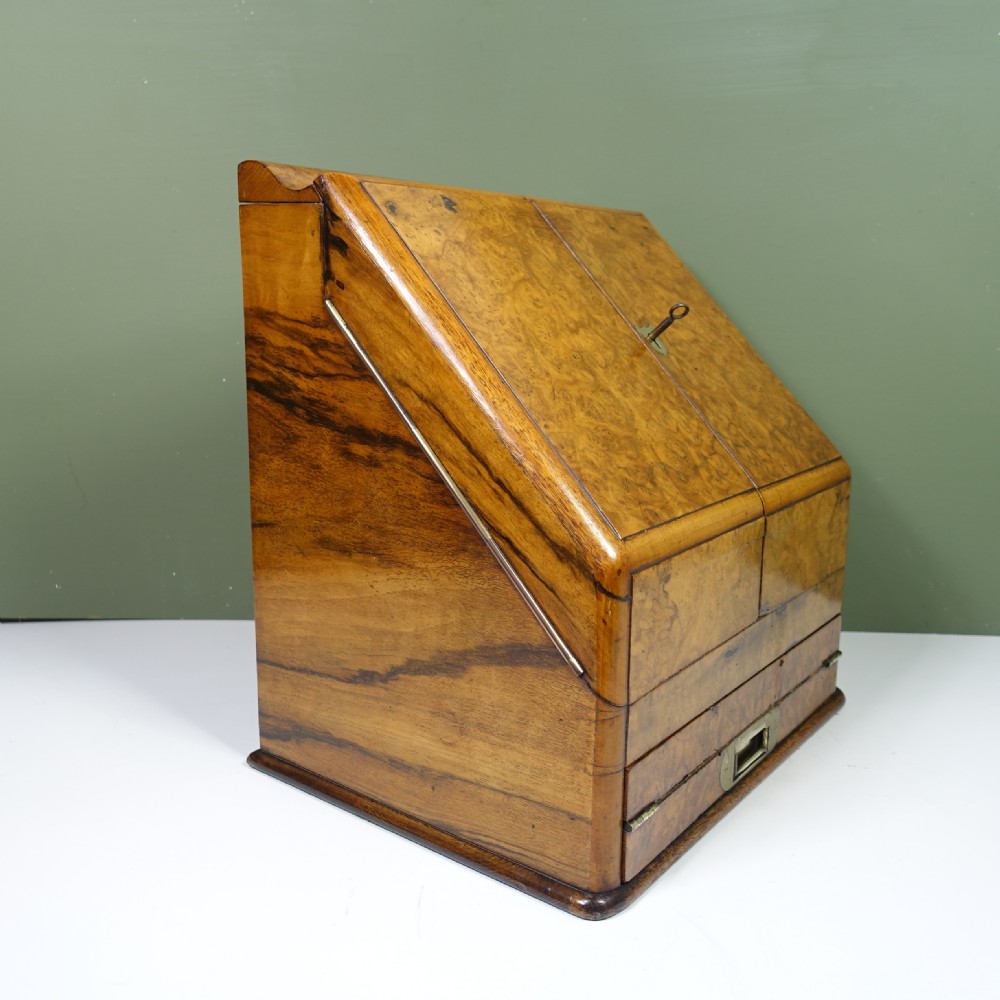 19TH C BURR WALNUT WRITING STATIONERY BOX View III