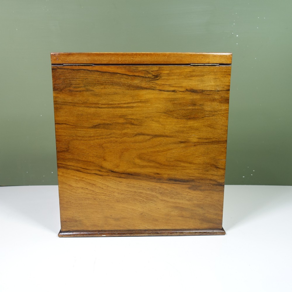 19TH C BURR WALNUT WRITING STATIONERY BOX View IV