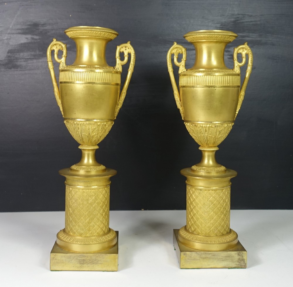 PAIR OF EARLY 19TH C ORMOLU VASES