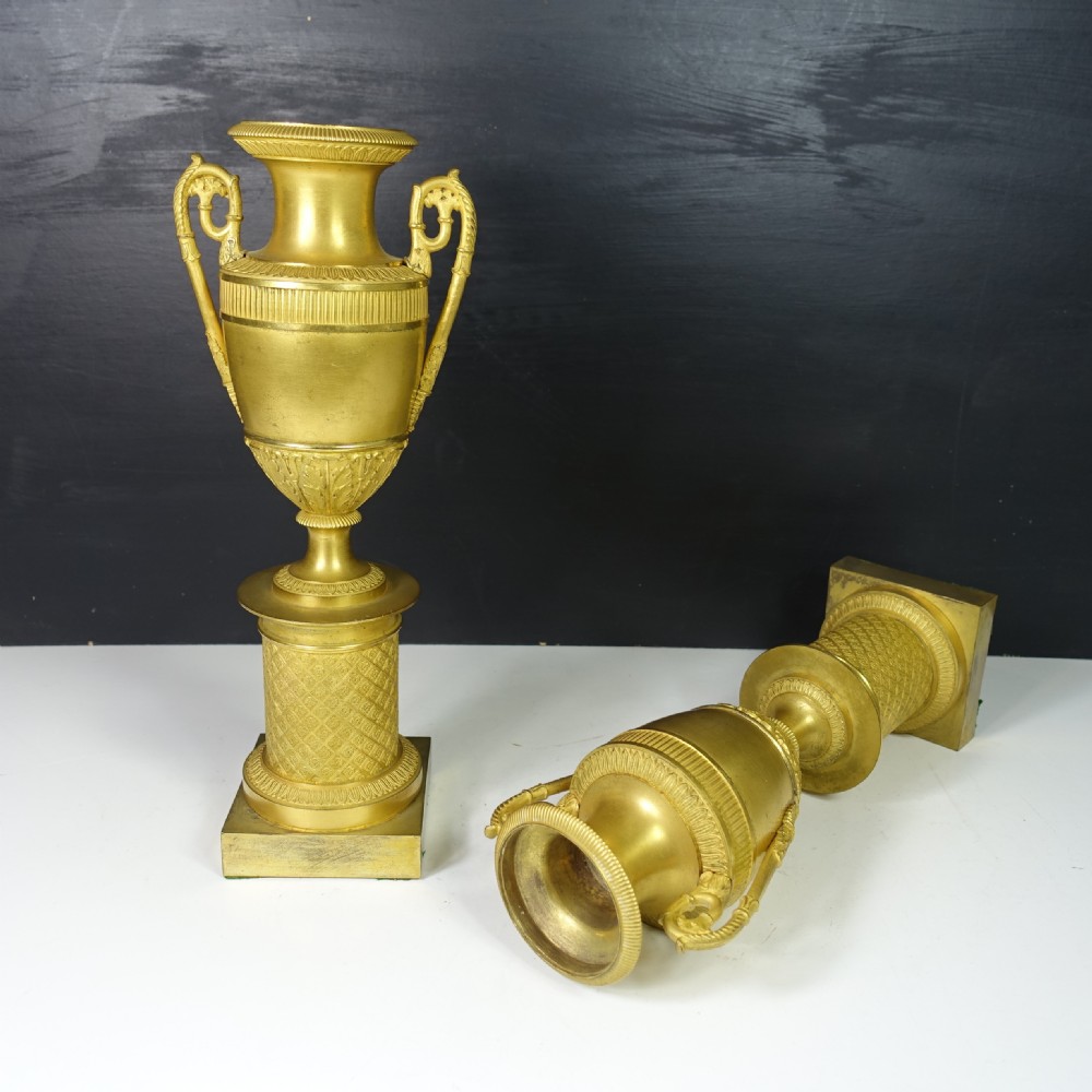 PAIR OF EARLY 19TH C ORMOLU VASES View III
