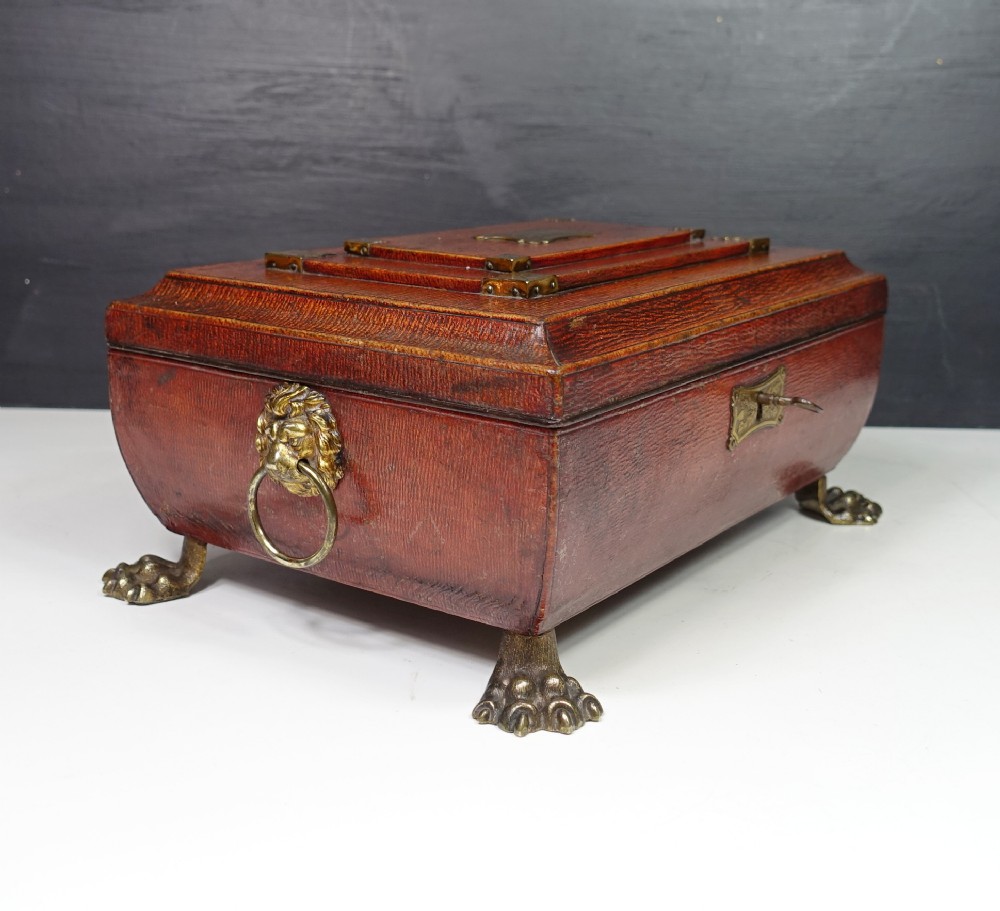 Regency Leather Sewing Box with complete interior