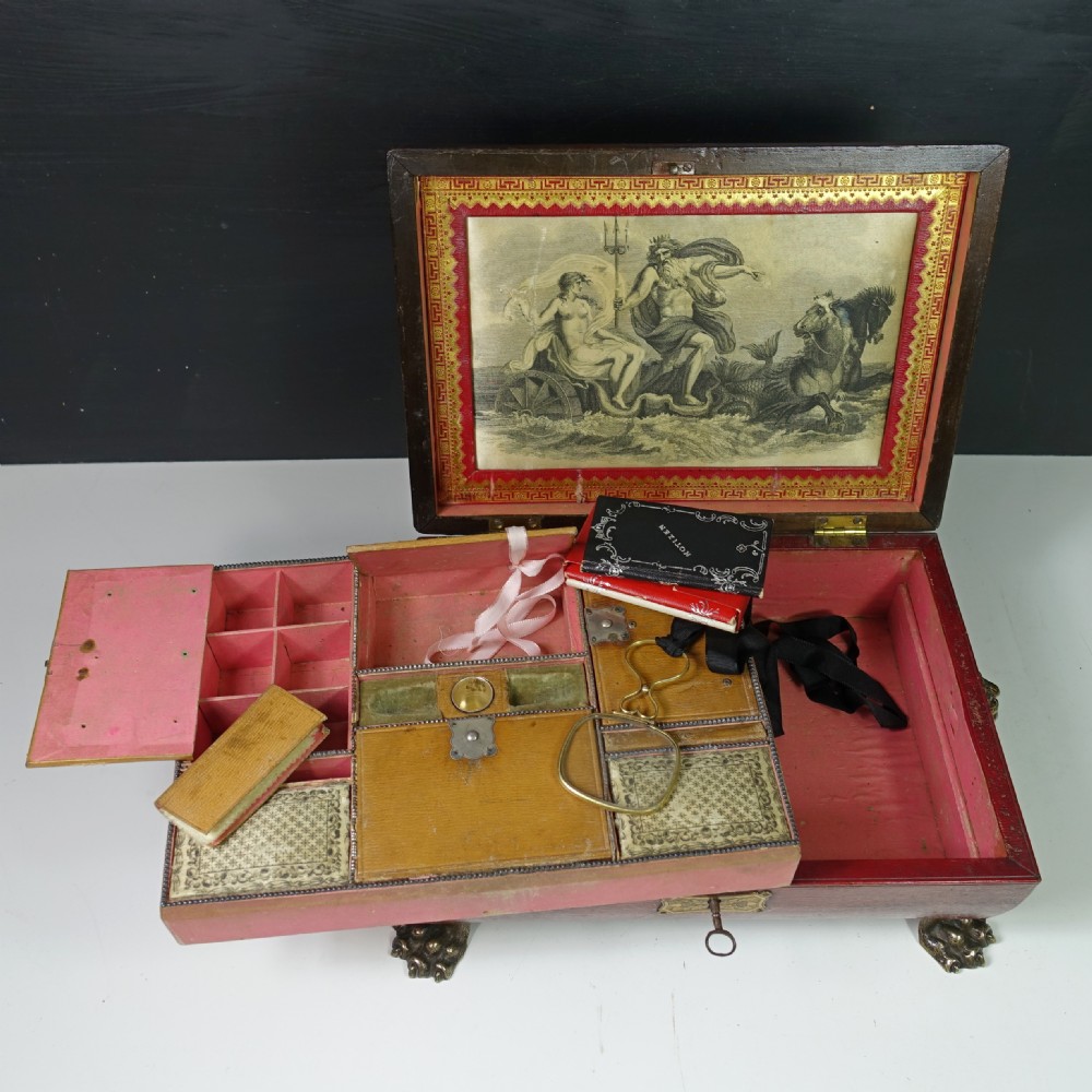 Regency Leather Sewing Box with complete interior View III