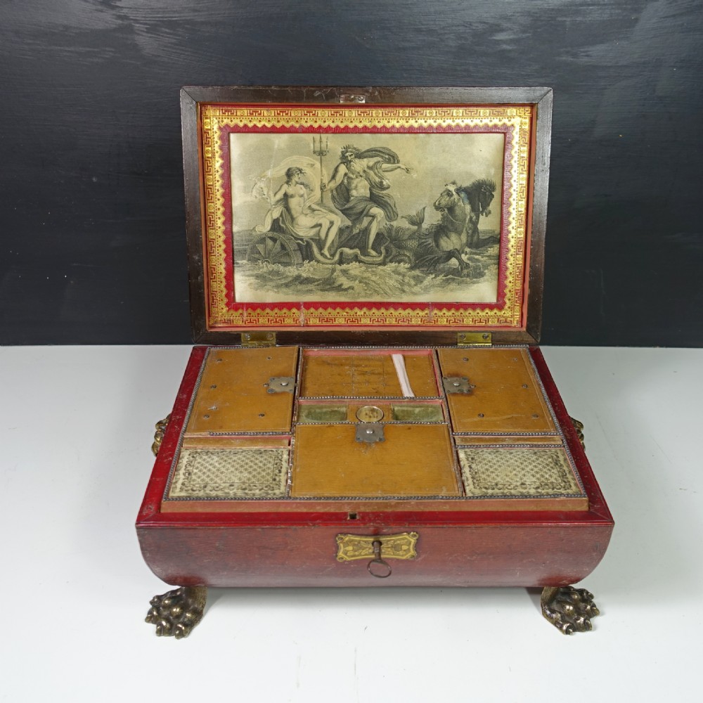 Regency Leather Sewing Box with complete interior View VI
