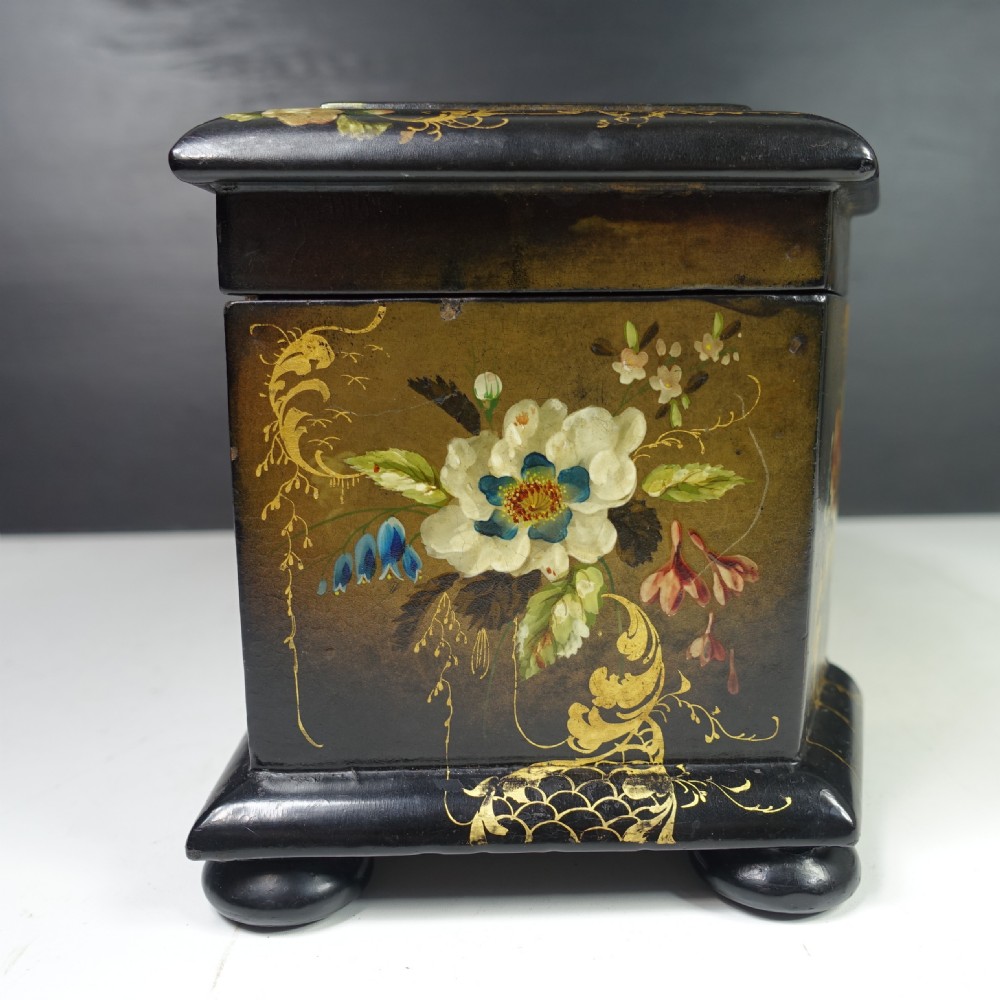 19TH C PAPIER MACHE TEA CADDY View VI
