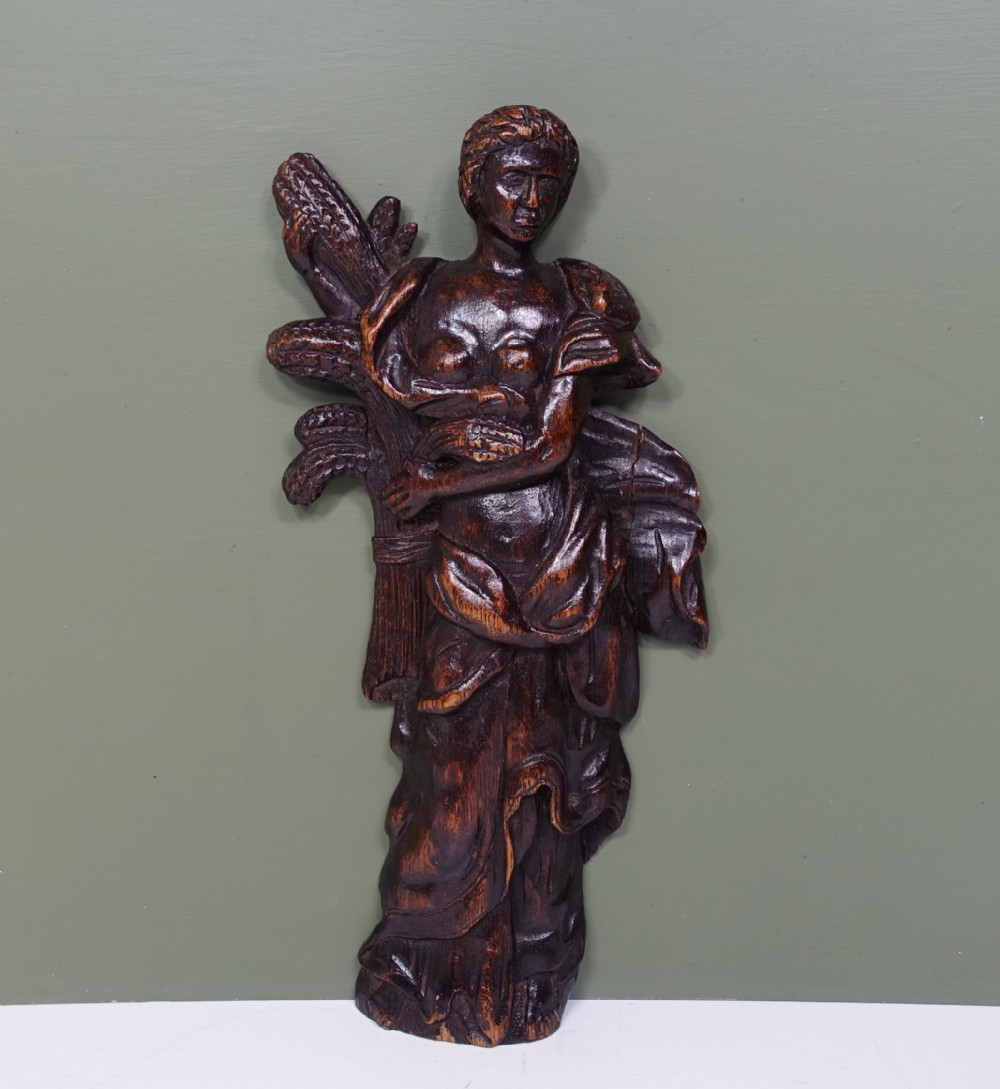 EARLY 18TH C CARVED OAK F IGURE