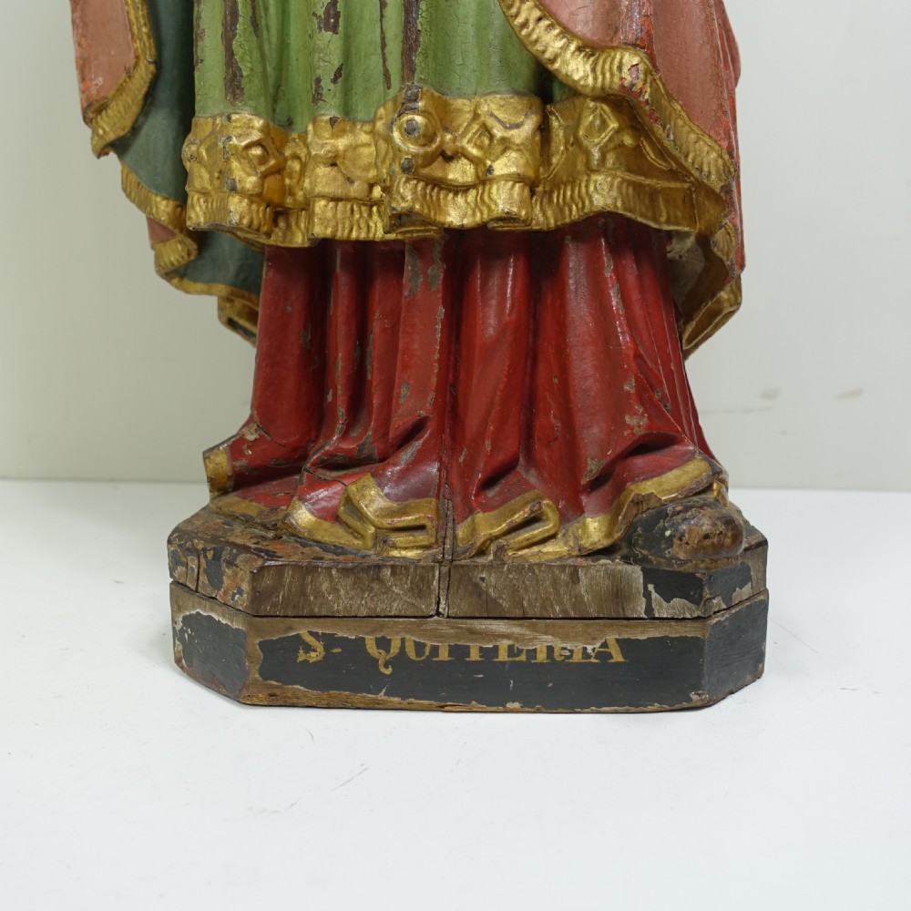 18TH C CARVED POLYCHROME FIGURE OF A SAINT View VII