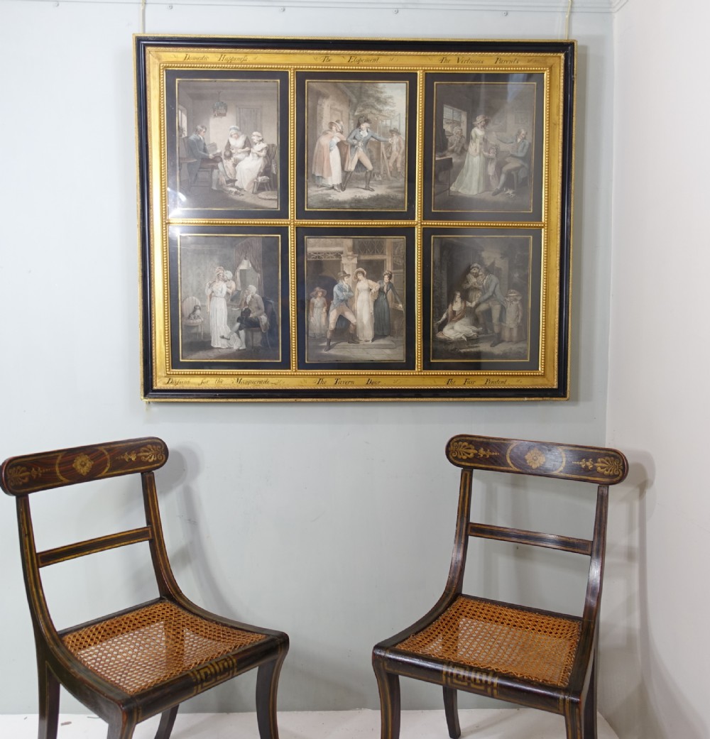 LARGE FRAMED SET OF 19TH C ENGRAVINGS