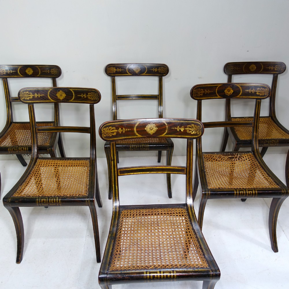 SET OF SIX SIMULATED ROSEWOOD & PAINTED CHAIRS View II