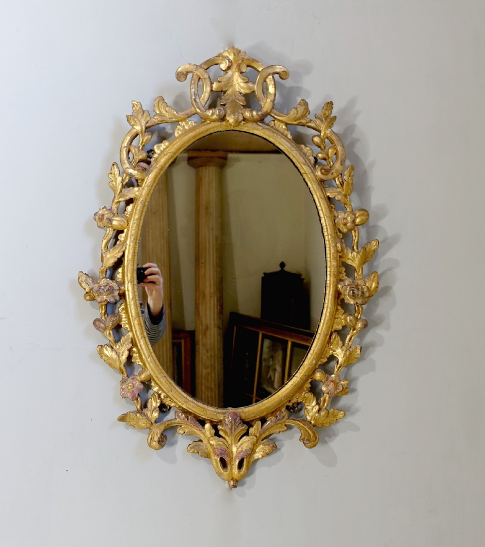 LATE 18TH C CARVED GILT WOOD MIRROR