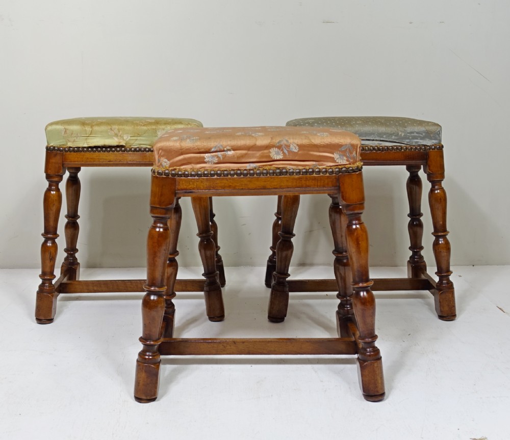THREE 18TH C WALNUT STOOLS