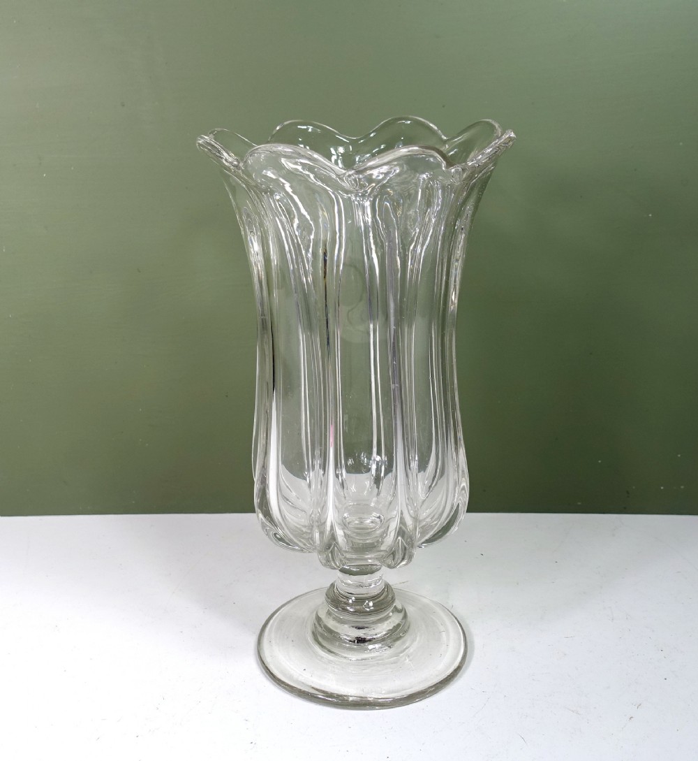 LARGE 19TH C GLASS CELERY VASE