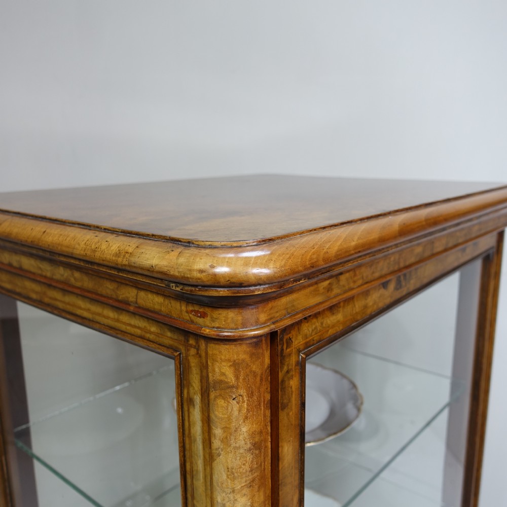19TH C BURR WALNUT DISPLAY CABINET View V
