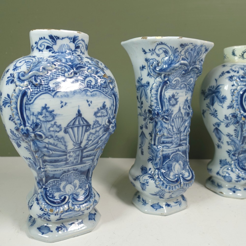 SET OF THREE 18TH C DELFT VASES View V