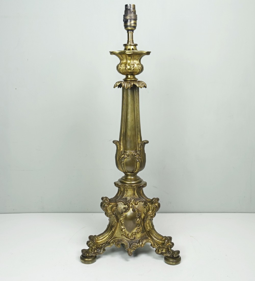 19TH C ORMOLU & BRASS LAMP BASE