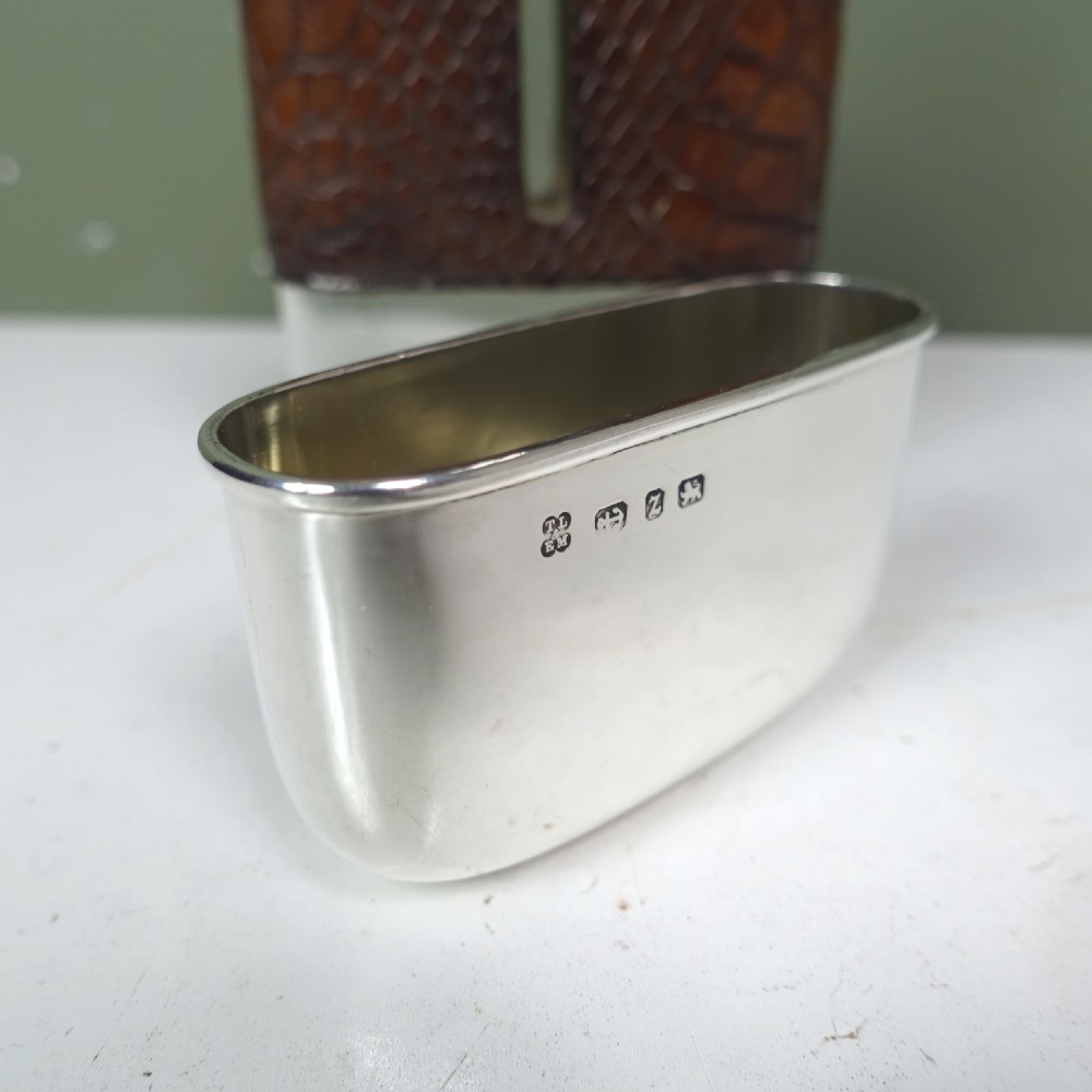 SILVER & LEATHER HIP FLASK 1899 View V