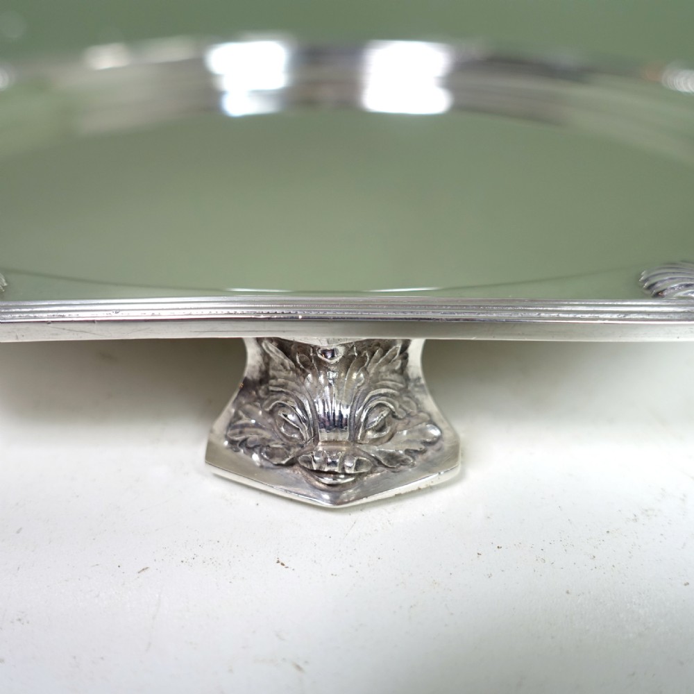 SOLID SILVER SHELL DECORATED SALVER 1933 View III