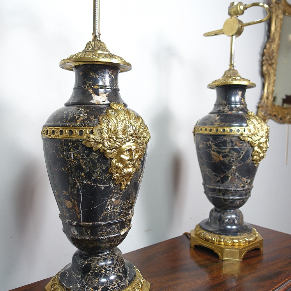 PAIR OF LARGE 19TH C MARBLE & ORMOLU LAMPS View II