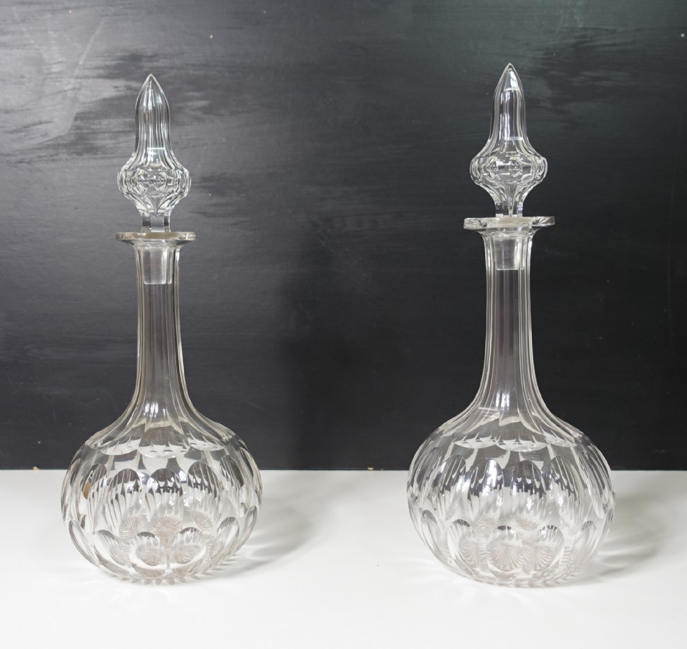 PAIR OF 19TH C CUT GLASS DECANTERS
