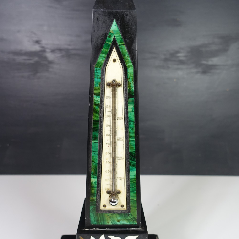 19TH C INLAID  MARBLE DESK THERMOMETER View V