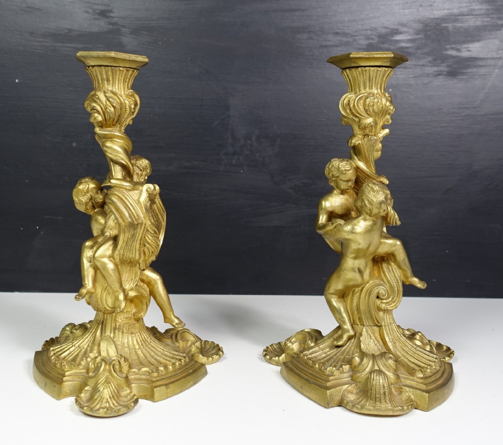 PAIR OF 18TH C ORMOLU CANDLESTICKS