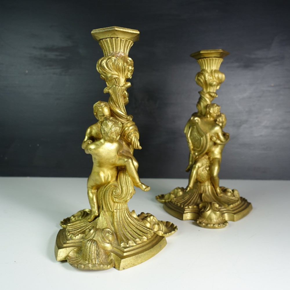 PAIR OF 18TH C ORMOLU CANDLESTICKS View IV