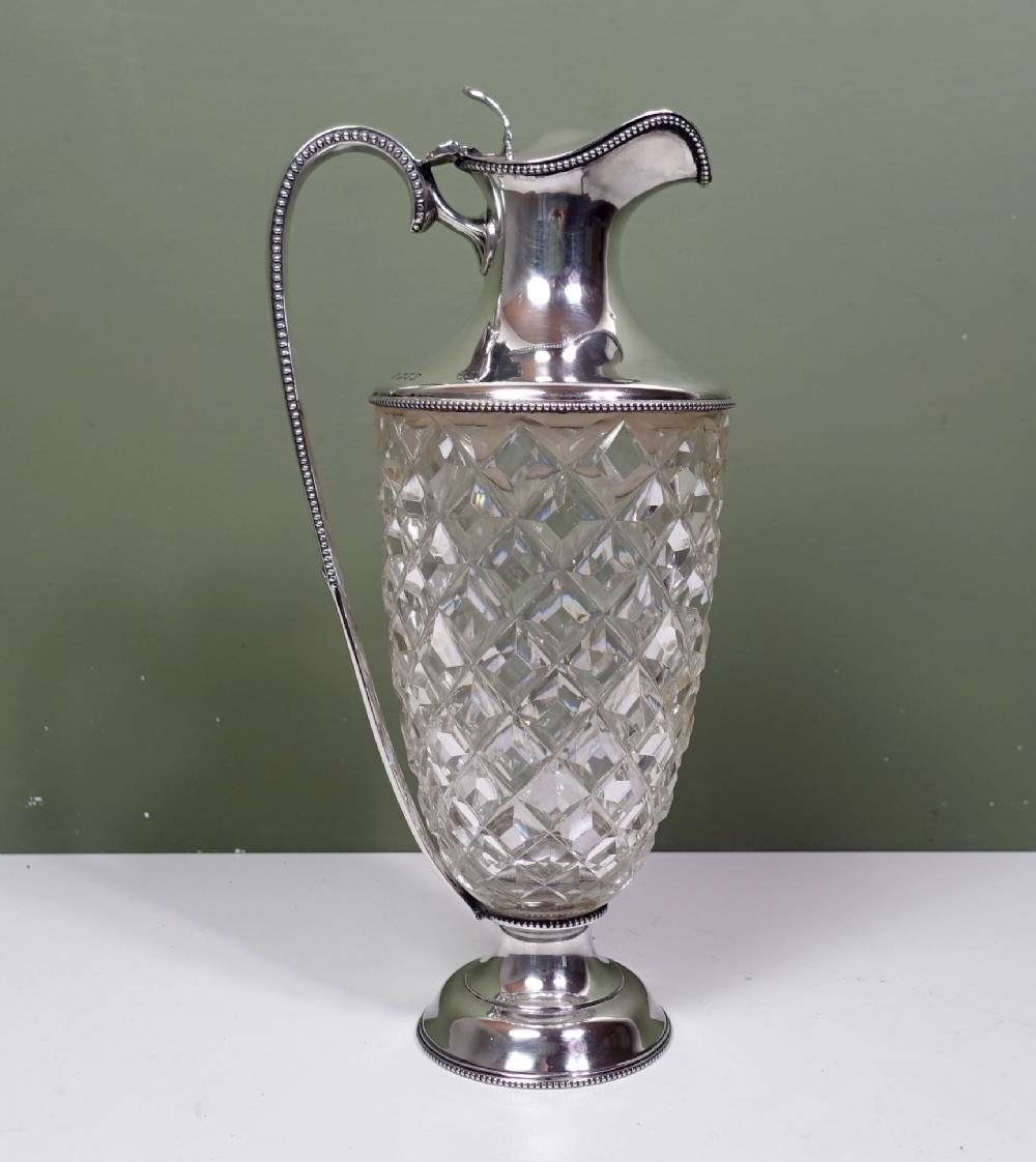SILVER & CUT GLASS CLARET JUG