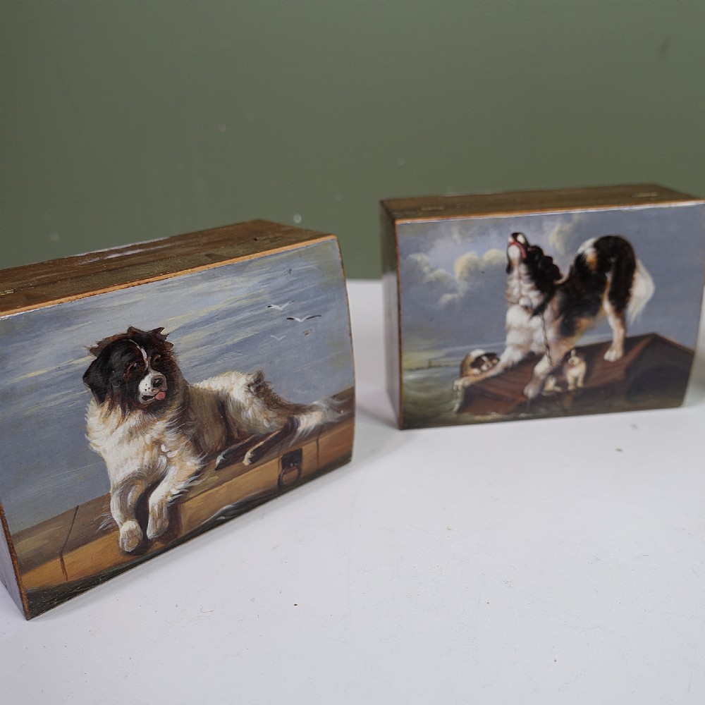 19TH C DECORATED BOX WITH SCENES OF DOGS View IV